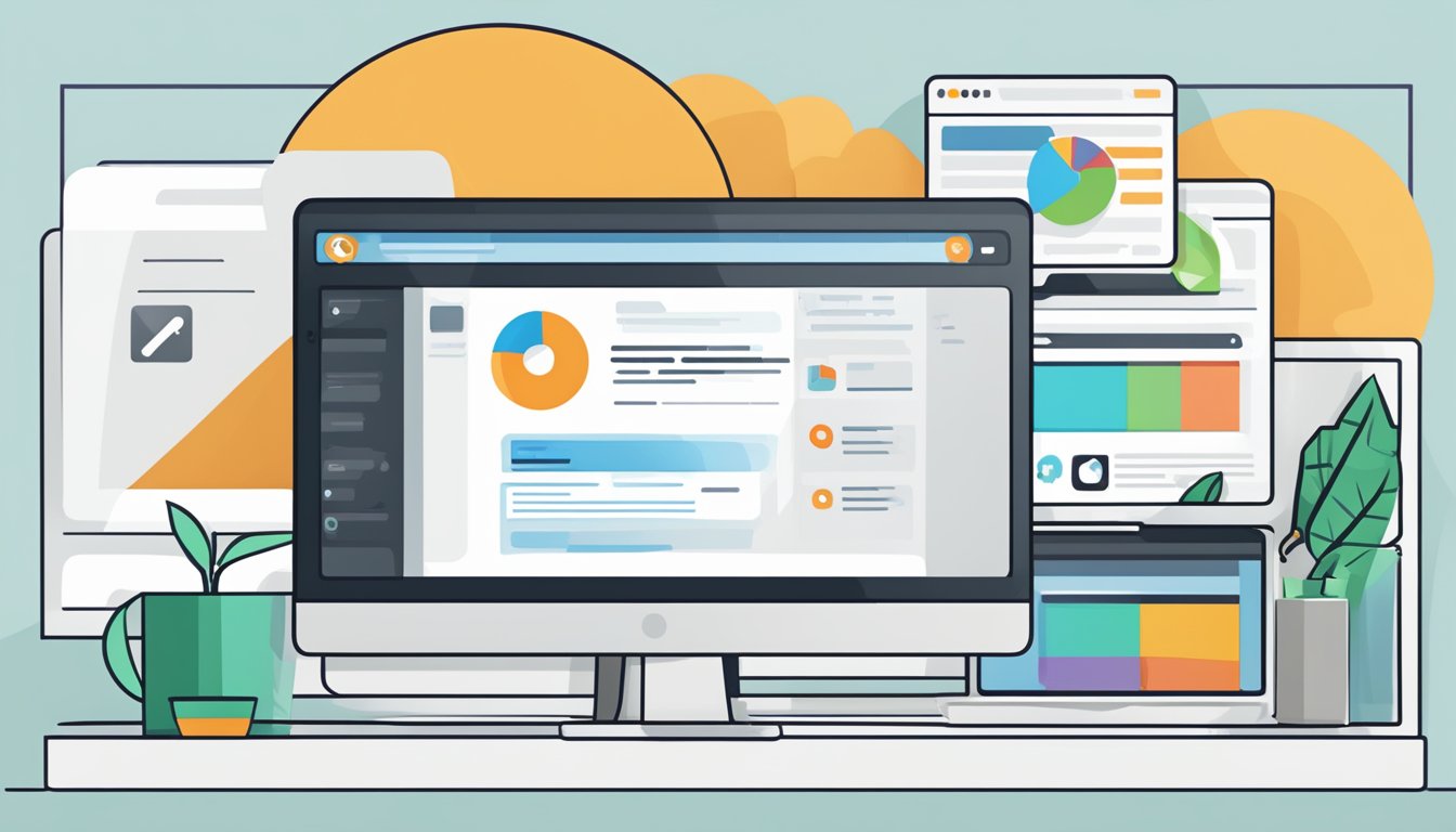 A computer screen displaying "Frequently Asked Questions" on the SEMrush website, with a stylized logo and search bar