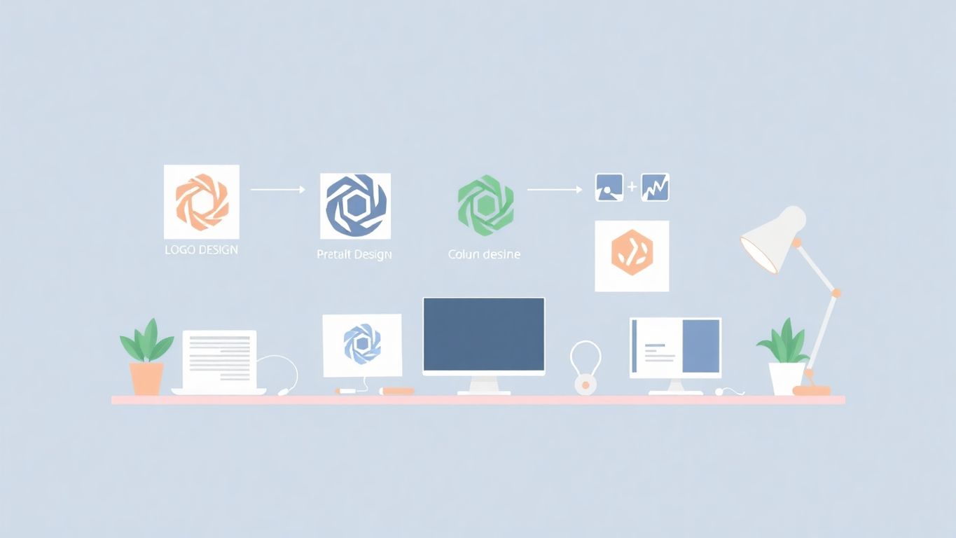 Moderne logo design prosess med myke farger.