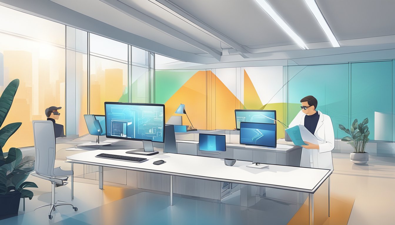 A new product being developed with innovative features and a service being improved with cutting-edge technology
