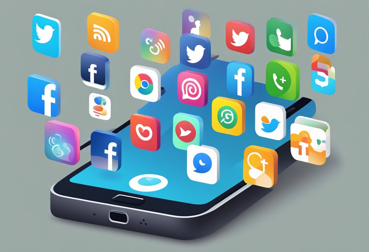 A smartphone displaying social media icons and public service apps
