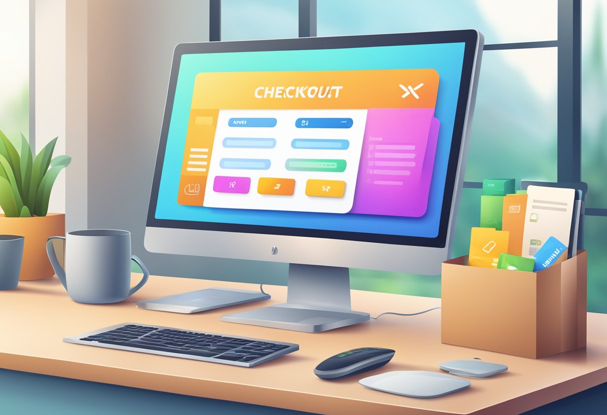 A computer screen displaying a variety of products, a secure payment method, and a smooth checkout process