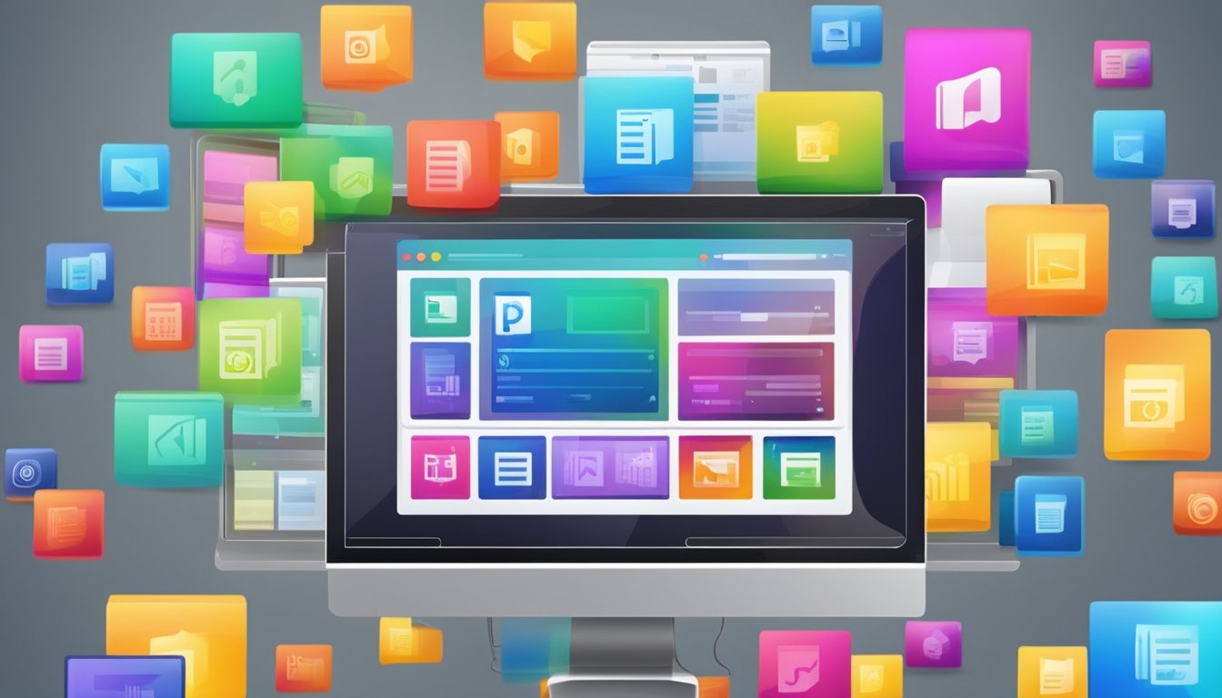 A computer screen displaying different file formats and applications for logo design