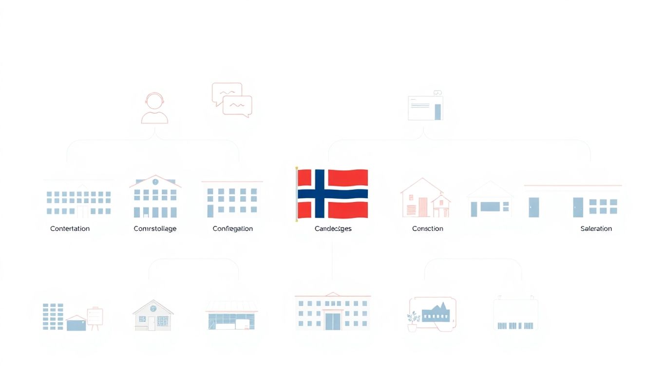 Illustrasjon av ulike organisasjonsformer for bedrifter.