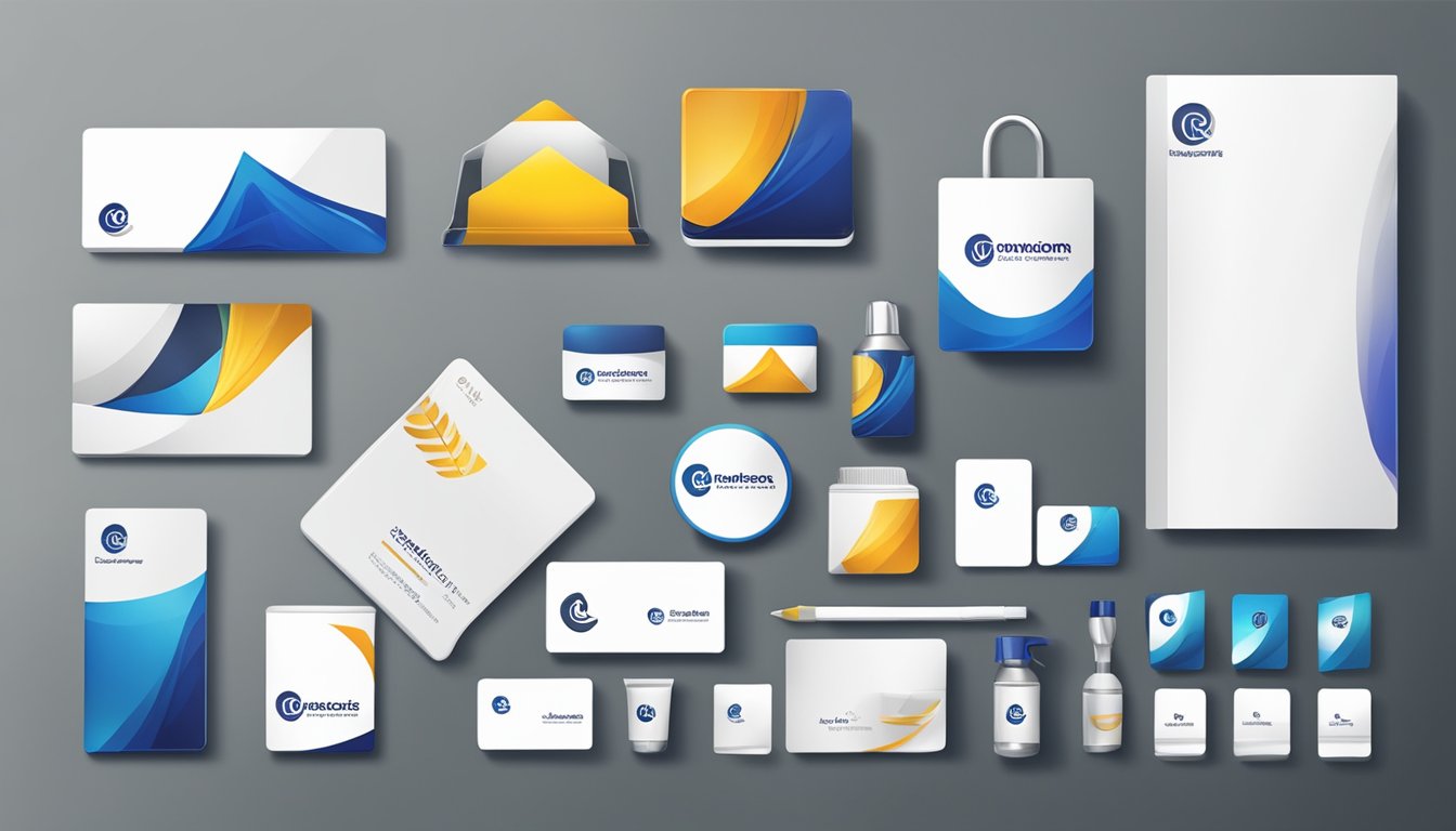 A logo being used on various products and platforms, such as business cards, websites, and packaging