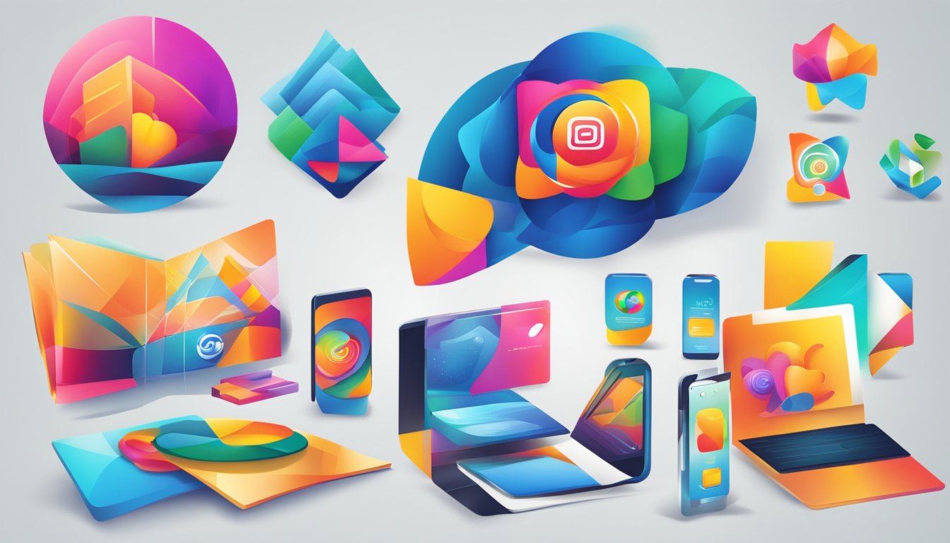 A vibrant logo displayed on various marketing materials