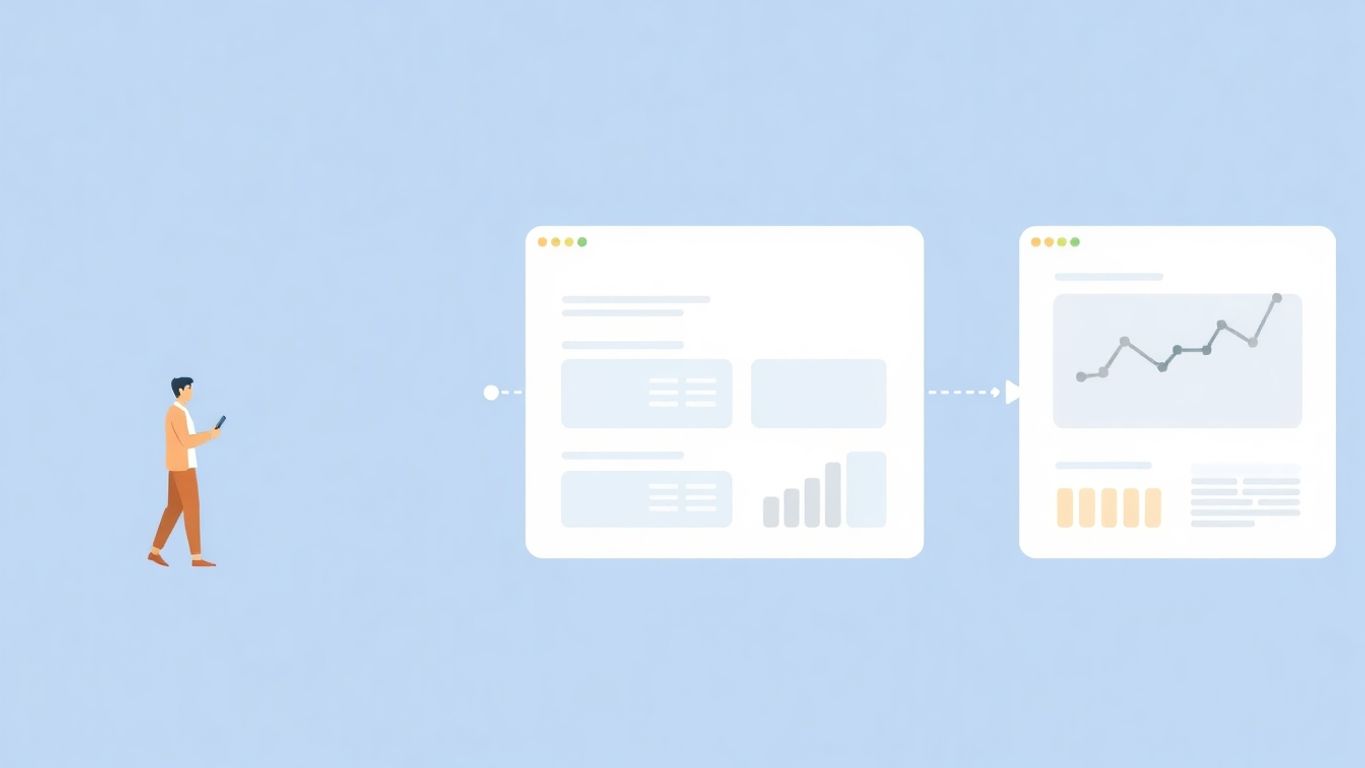 Brukerflyt i Google Analytics med myke farger.
