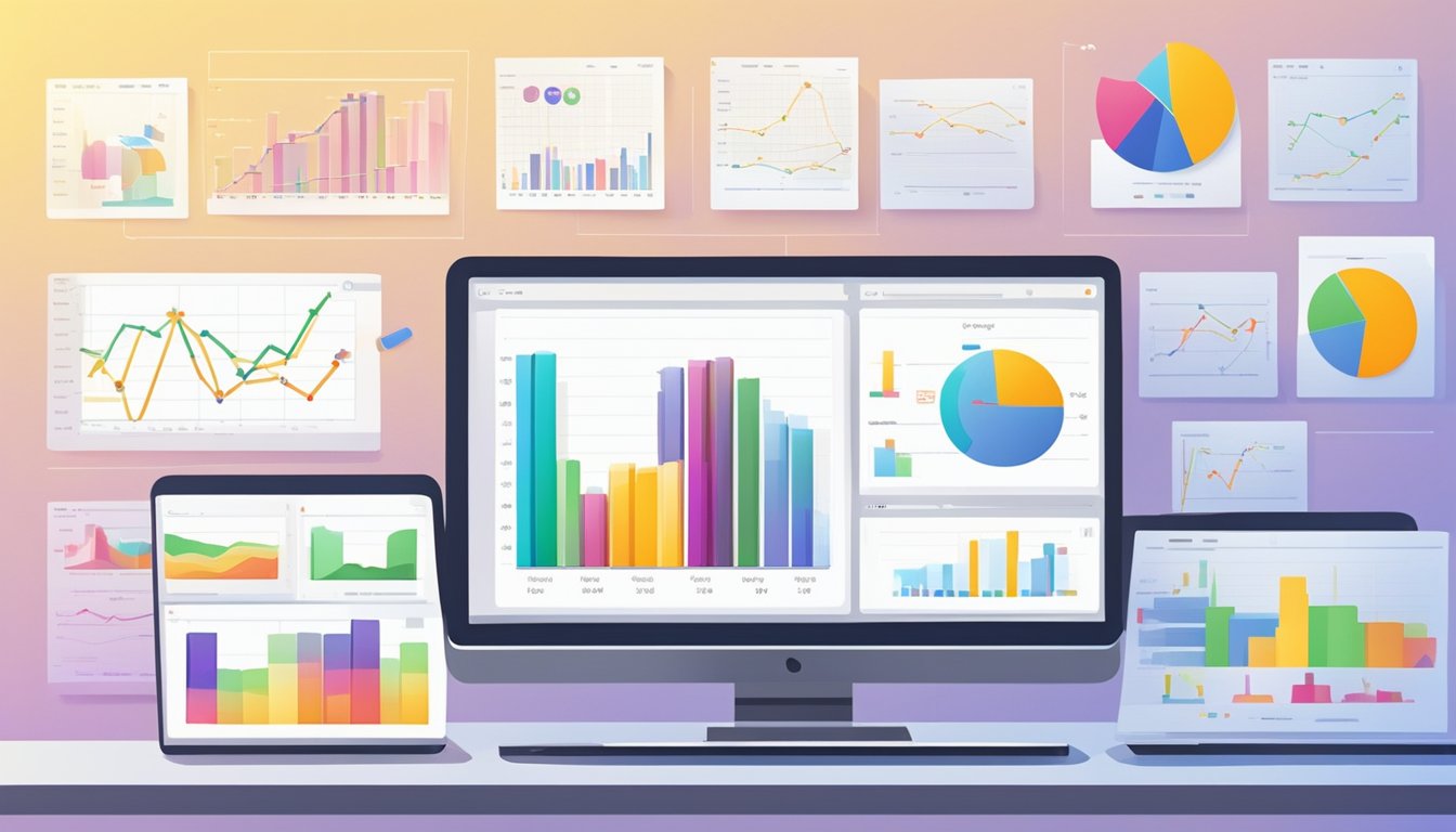 A computer screen displaying data analytics and continuous improvement charts for an online store