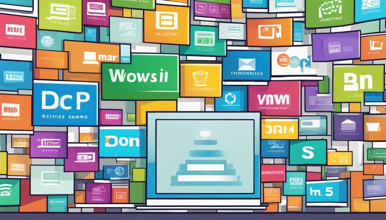 A computer screen displaying various website domain names being hosted