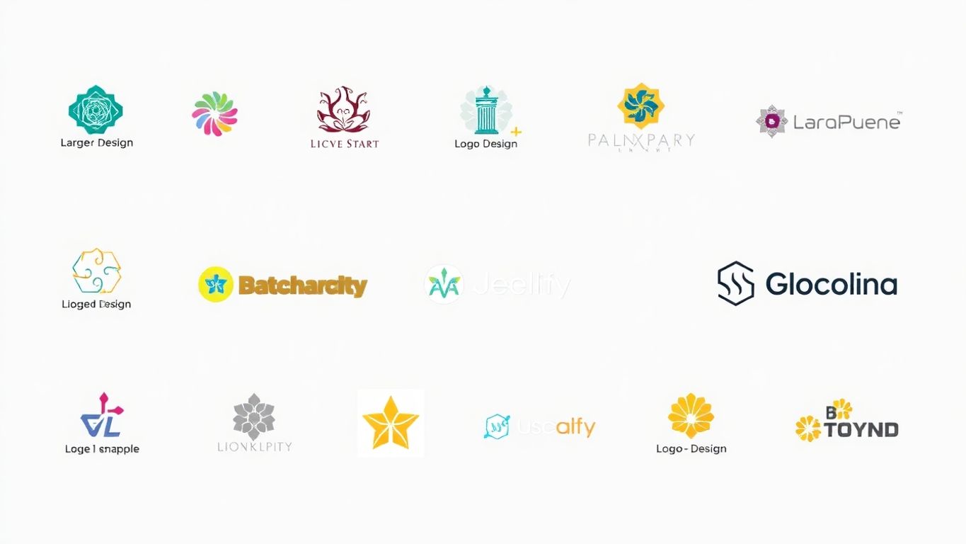 Illustrasjon av logo designstiler i myke farger.