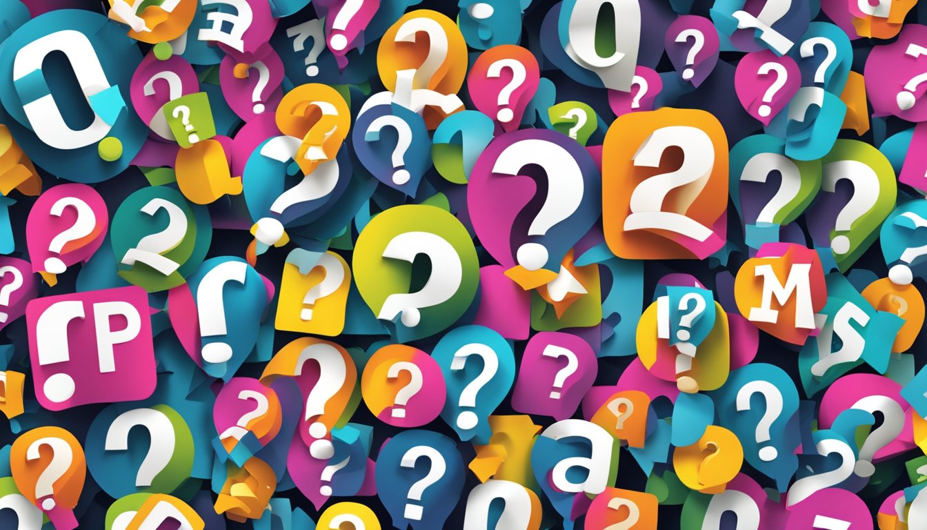 A large, bold "Frequently Asked Questions" sign displayed prominently with various question marks scattered around it