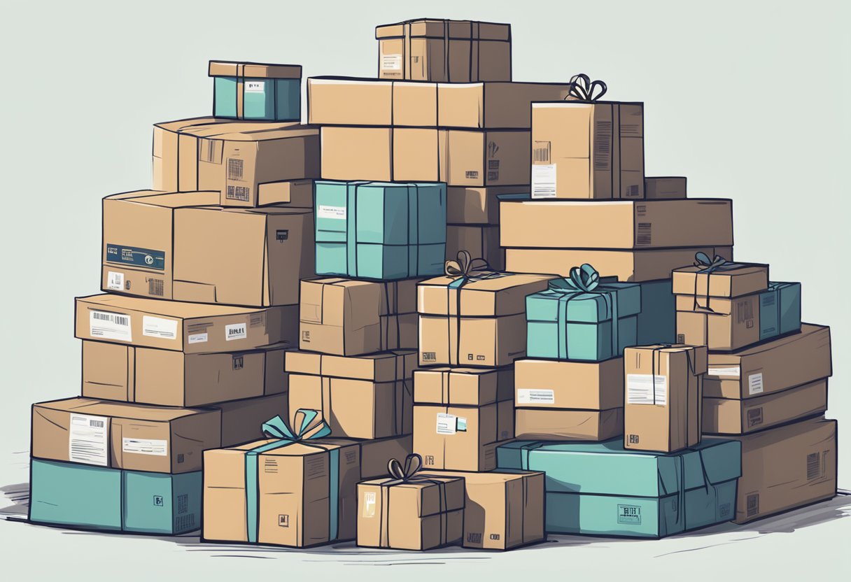 A pile of returned packages outside a Frakt og Retur online store